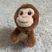 Eco Nation Aurora Brown Monkey Plush Stuffed Animal Toy New With Tags 6"