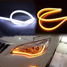 23.6" Flexible Switchback DRL Light Strip Amber Flow Turn Signal Car Headlights