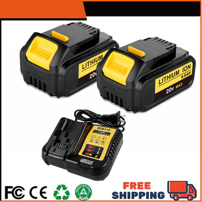 2X Für DeWalt Akku 18V 5AH 9Ah XR Li-ion DCB184 DCB182 DCB200-2 /Ladegerät DE