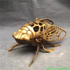 Brass Cicada Statue Incense Burner Cone Stick Burning Holder Animal Zen Decor