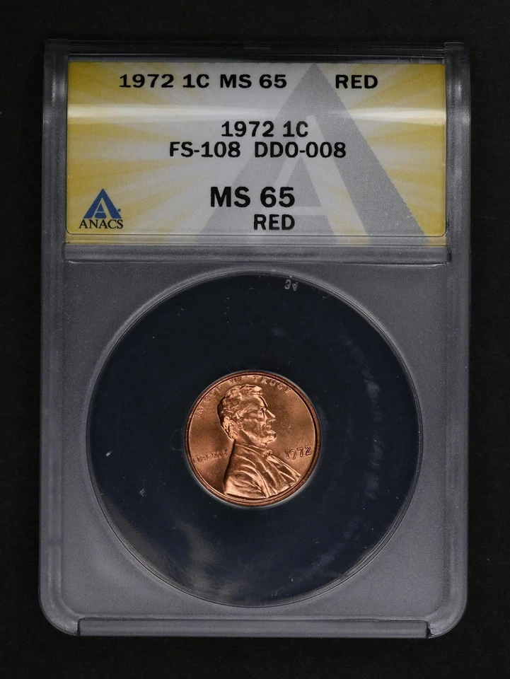 1972 Lincoln Cent- Doubled Die Obverse FS-108 DDO-008 ANACS MS 65 RED - Image 3 of 3