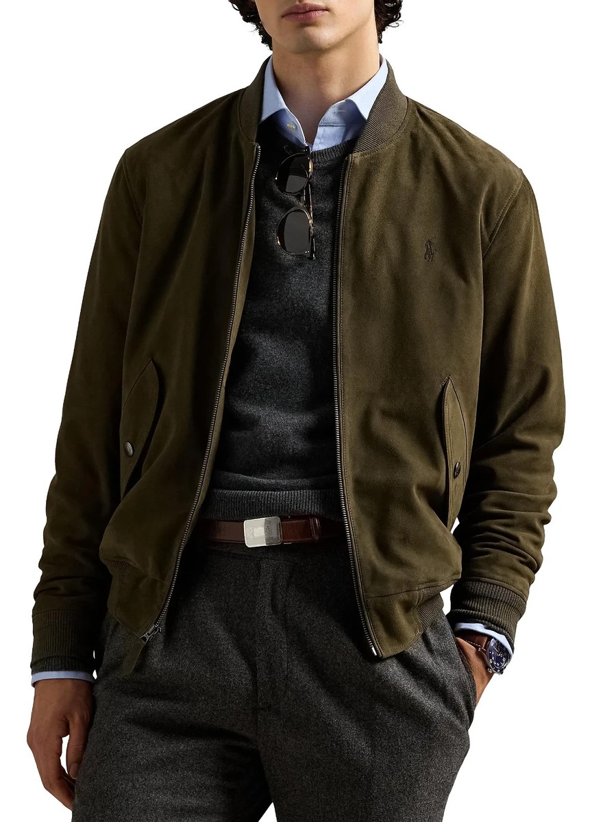Polo Ralph Lauren Suede Flight Jacket in Dark Loden - XL - RETAIL