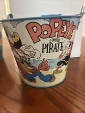 Vintage Popeye Goes Pirate Metal Pail Bucket
