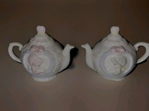 Precious Moments Porcelain Vintage Salt & Pepper Shakers