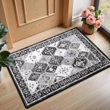 2'x3' Small Moroccan Trellis Washable Rug, Vintage Floral Entryway Rugs Boho 