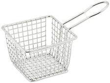 WINCO Mini Fry Basket, Round, 3-3/4, Silver 4" x x 3",
