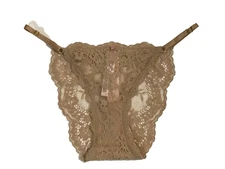 Victoria's Secret Women's String Bikini Panty Small Praline Lace Adjustable NEW