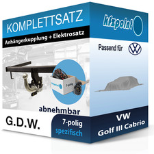 Für VW Golf III Cabrio 93-98 G.D.W. Anhängerkupplung abnehmbar + 7polig E-Satz