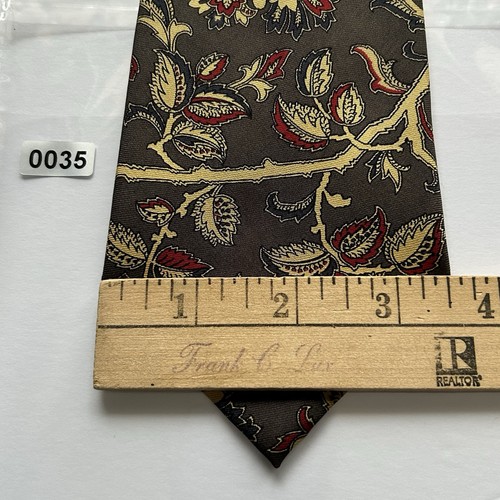 COACH FLORAL Tie Olive Green Gold Red Silk Handmade ITALY 3.5” x 59” NWOT - Bild 7 von 7