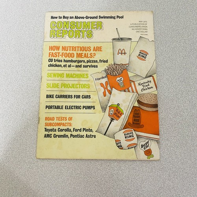 #ad #ad CONSUMER REPORTS MAGAZINE FAST FOOD MEALS May 1975 Nutrition Vtg $48.99