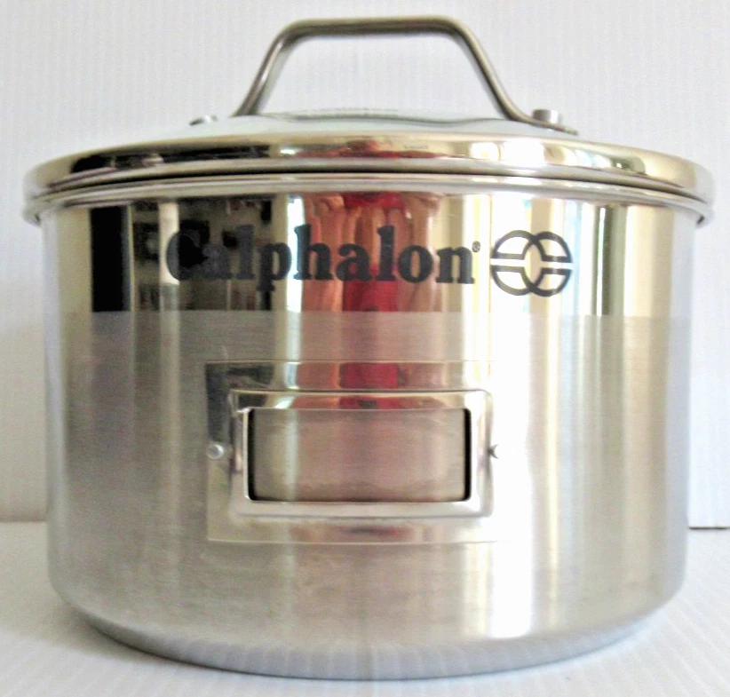 CALPHALON " STAINLESS-STEEL STORAGE CANISTER + AIRTIGHT GLASS LID" ~*2QT / 64oz*