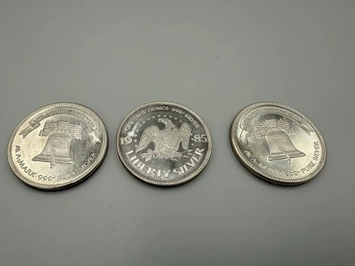 Lot of 3 -1 Oz .999 Fine Silver Rounds “LIBERTY” 1985 Bullion Silver Below Spot!
