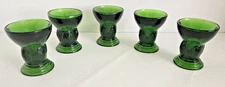 5 Vintage 1930s MOONDROPS New Martinsville Glasses EVERGREEN URANIUM Glass