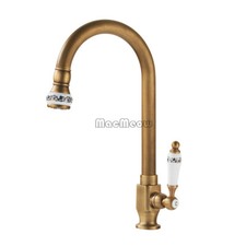 Antique Brass Kitchen Sink Basin Taps Swivel Spout Single Hole Cold Water Faucet