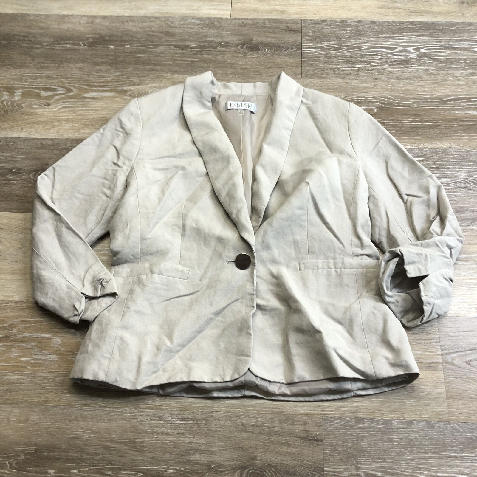 KASPER Button Front White Blazer Jacket with Lini… - image 5