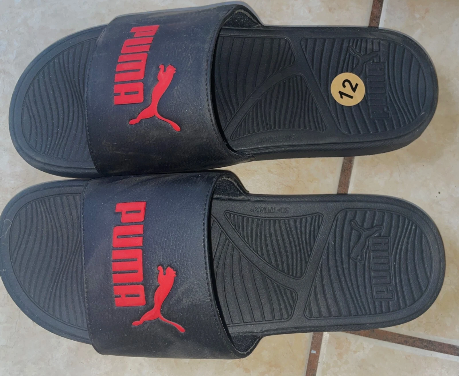 SANDALI SLIP ON SLIDES PUMA COOL CAT SPORT UOMO NERO ROSSO Taglia 12