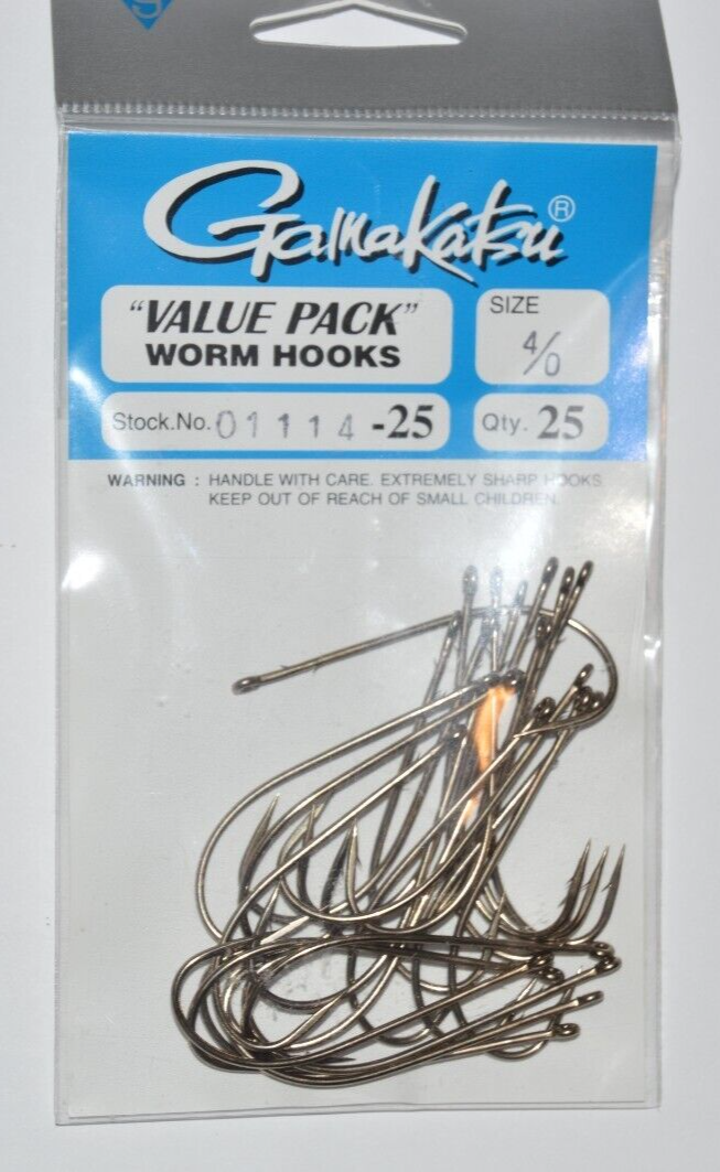 gamakatsu worm hook size 4/0 universal straight shank hook value pack