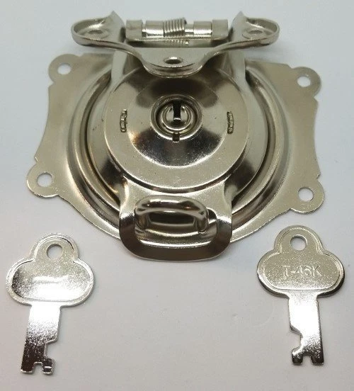 Llaves de bloqueo de maletero cromadas niqueladas cofre vapor antiguo antiguo vintage rústico  Foto 3 de 4