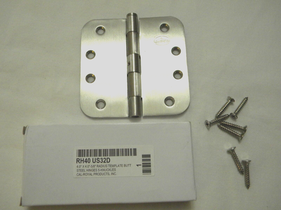 CALRoyal 4" x 4" 5/8" Radius Template Butt Steel Hinges 5Knuckles