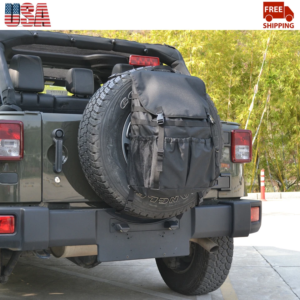 For Jeep Wrangler JK JL 4XE 07+ Upgraded Larger Capacity Offroad Spare Tire Bags Foto 2 de 4