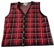 Vintage Croft Barrows Vest Women's Large Acrylic Plaid Multicolor Grannycore
