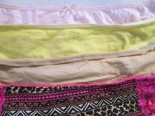 New 4 Ladies Thongs Cotton Panties  Size XL  Leopard Print, Yellow,Beige, Pink  