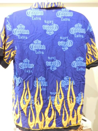 Corona Extra "Flaming Borders" Men's Hawaiian Shirt large - Picture 2 of 3