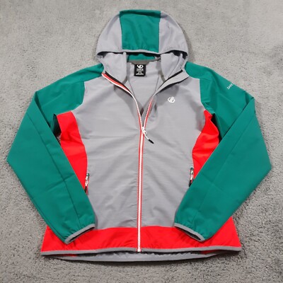 Dare 2B D2B Windbreaker Jacket Womens Large Full Zip Hooded Gray Green