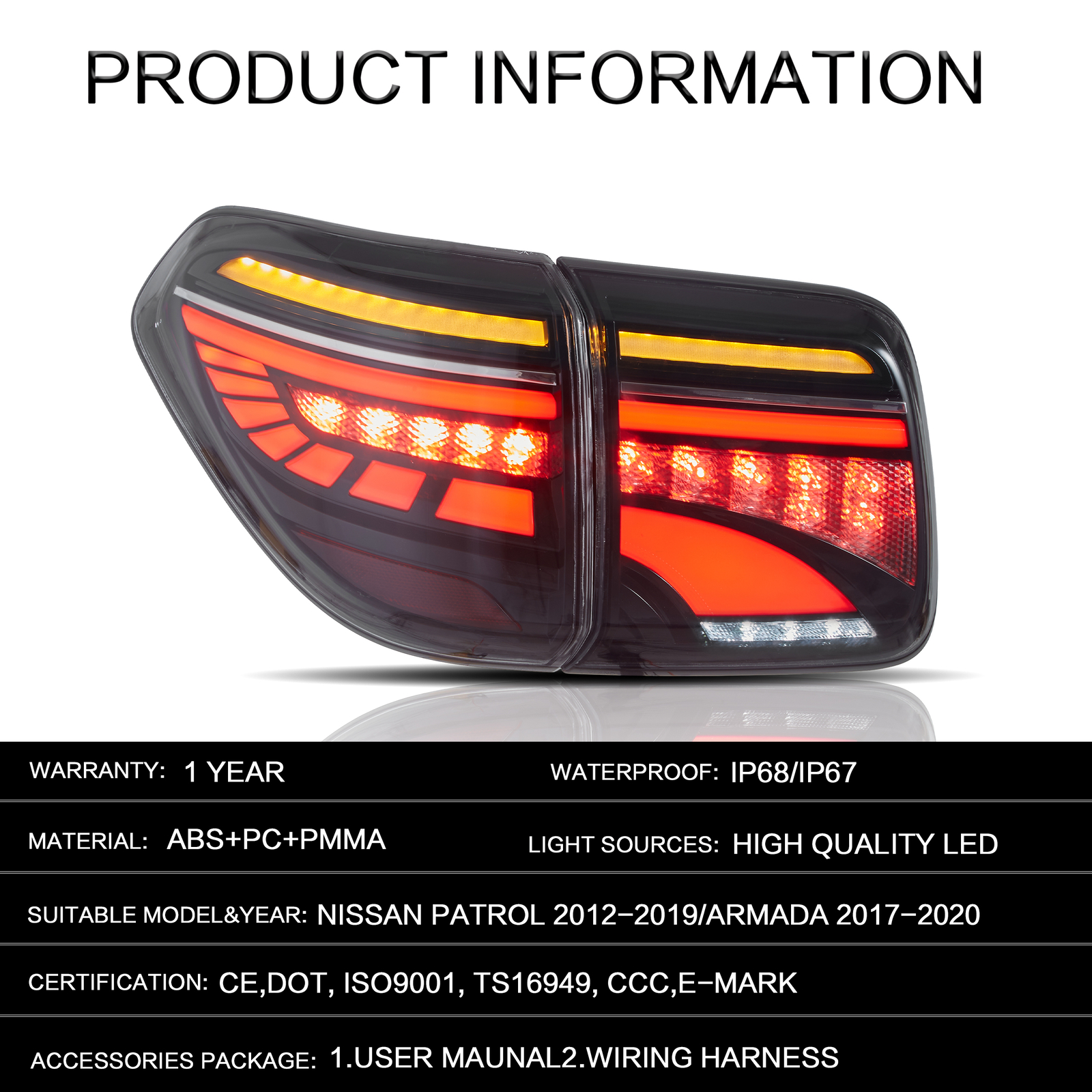 VLAND LED Tail Lights For Nissan Patrol (Y62) 20122019 Nissan Armada 20172020 สำนักงานสิทธิ