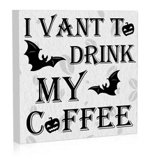 Halloween Coffee Bar Decor Supplies, Cute Halloween Coffee Sign, Coffee Bar D...