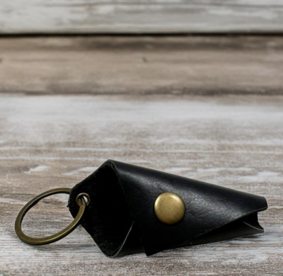 2 Cow Leather Key Black Holder Key Case Motorcycle Keychain Key Fob Organizer