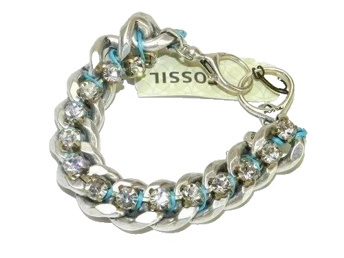 Pulsera Cadena Cristal Brillo Fossil Silvertone JA4633797 ¡Nueva! Nuevo con etiquetas Foto 3 de 3