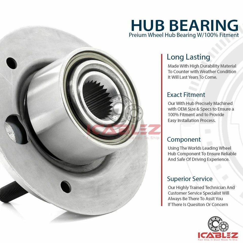 [DELANTERO (cantidad 2)] Conjunto de buje de cojinete de rueda para Dodge Daytona 1984-1990 sin ABS Foto 3 de 4