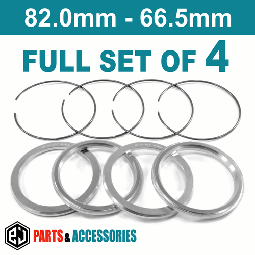 82.0-66.5 Spigot Rings Hub Rings FULL SET aluminium spacers rings for BBS wheels - Picture 3 of 6