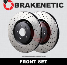 Front Set Brakenetic Premium Cross Drilled Brake Disc Rotors Bnp44156.cd