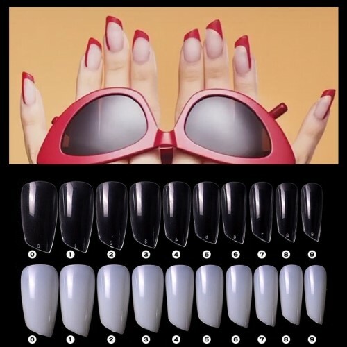 500Pc Lipstick Full Cover Nails Manicure Long False Stiletto tips Nail Acrylic - Picture 8 of 11