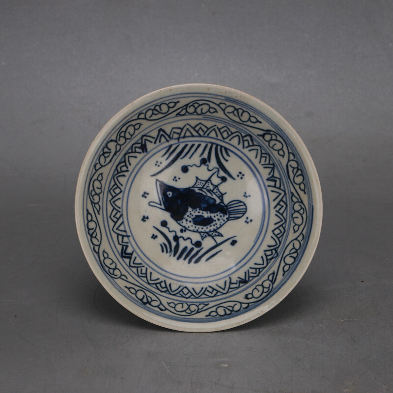 5.5" Collection Chinese Song Blue White Porcelain High Foot Compote Plate