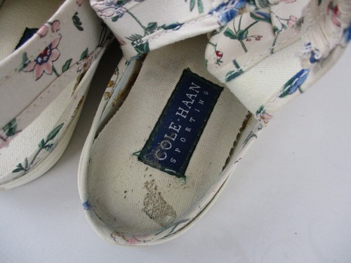 VTG Cole Haan Sporting Cream Floral Canvas Sling Back Sneakers 7.5M Korea - Picture 11 of 14