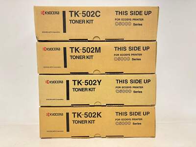 4 OEM Kyocera C5000 Series TK-502 CMYK Toner Cart. 370PD5KM001,4KM,3KM,0KM