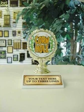 ECONOMY CORN HOLE TROPHY AWARD CORNHOLE FREE LETTERING P132G #