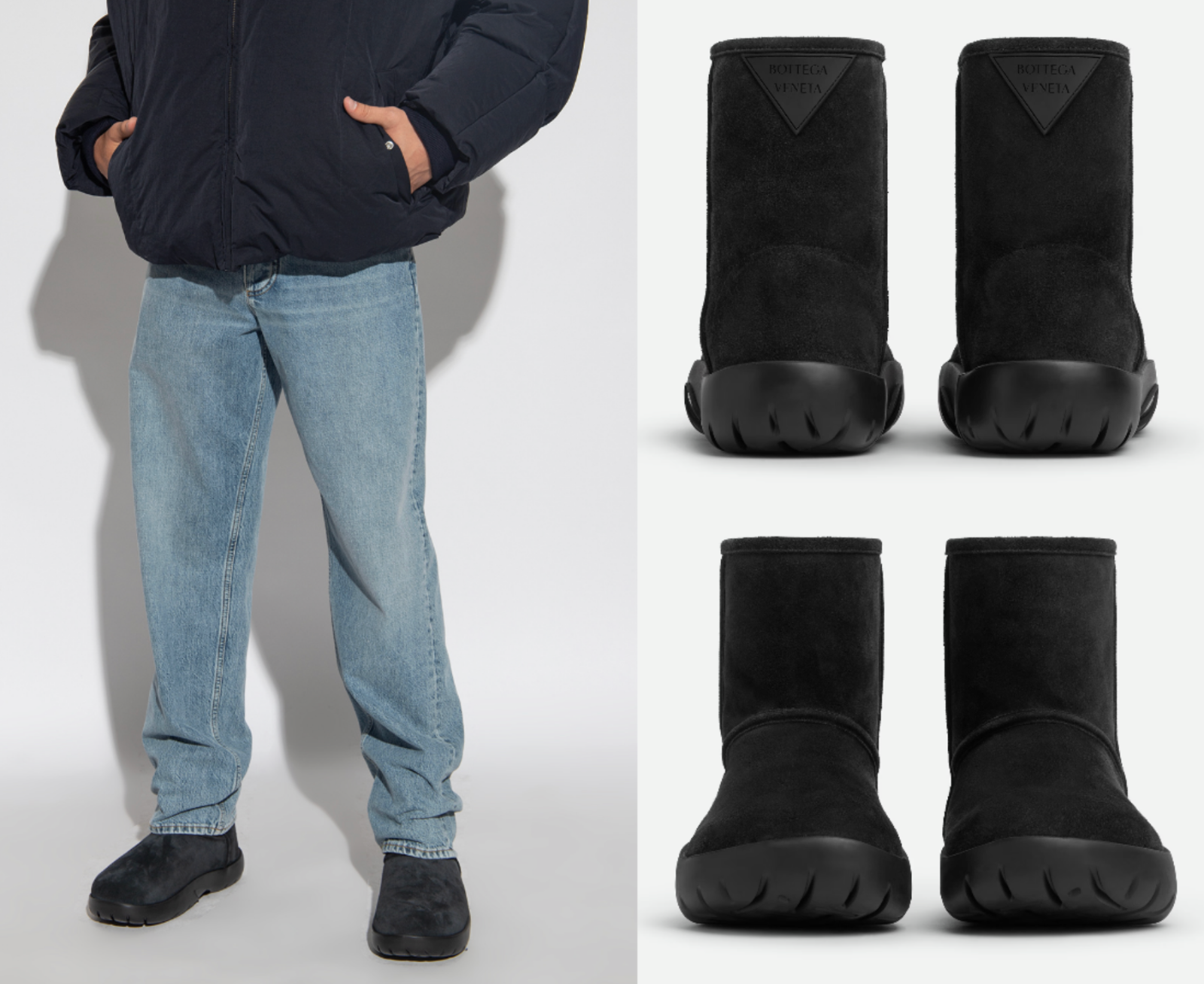 BOTTEGA VENETA Snap Snow Boots Veloursleder Ankle Stiefel Schuhe Stiefeletten 42