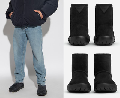BOTTEGA VENETA Snap Snow Boots Veloursleder Ankle Stiefel Schuhe Stiefeletten 42
