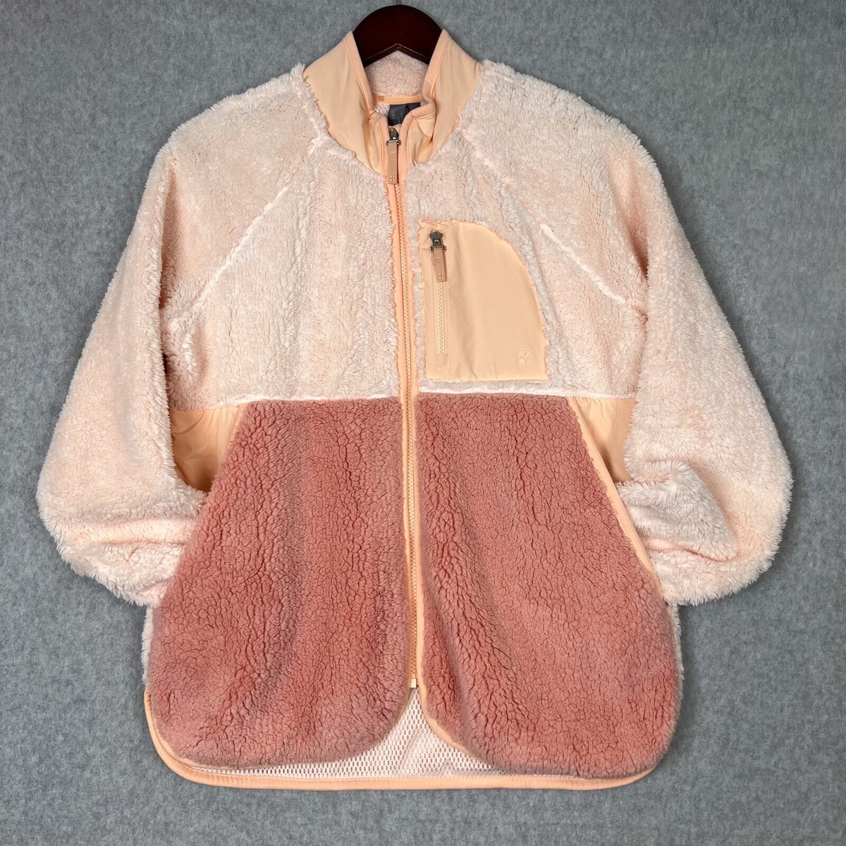 Sweaty Betty Womens Fleece Jacket Sz Medium Pink Orange Pennine
