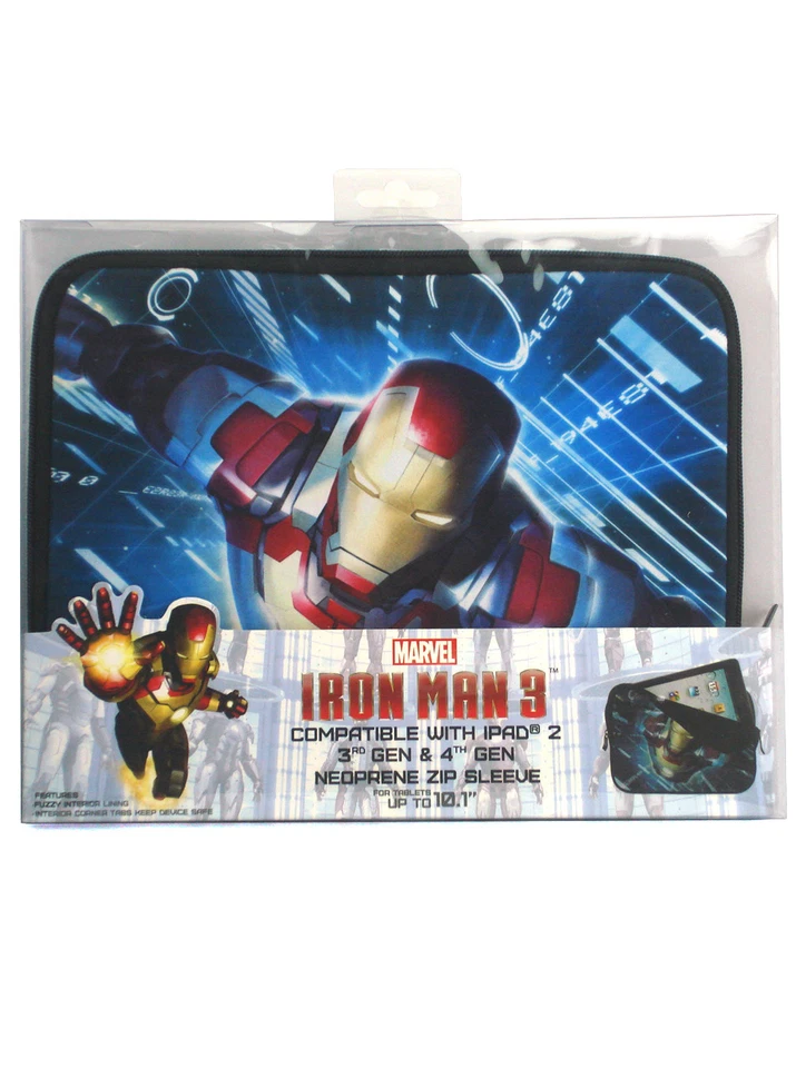 Iron Man Movie iPad 2 Neoprene Zip Sleeve 3rd 4th Gen Tablet Cover Marvel Comics - Image 2 of 3