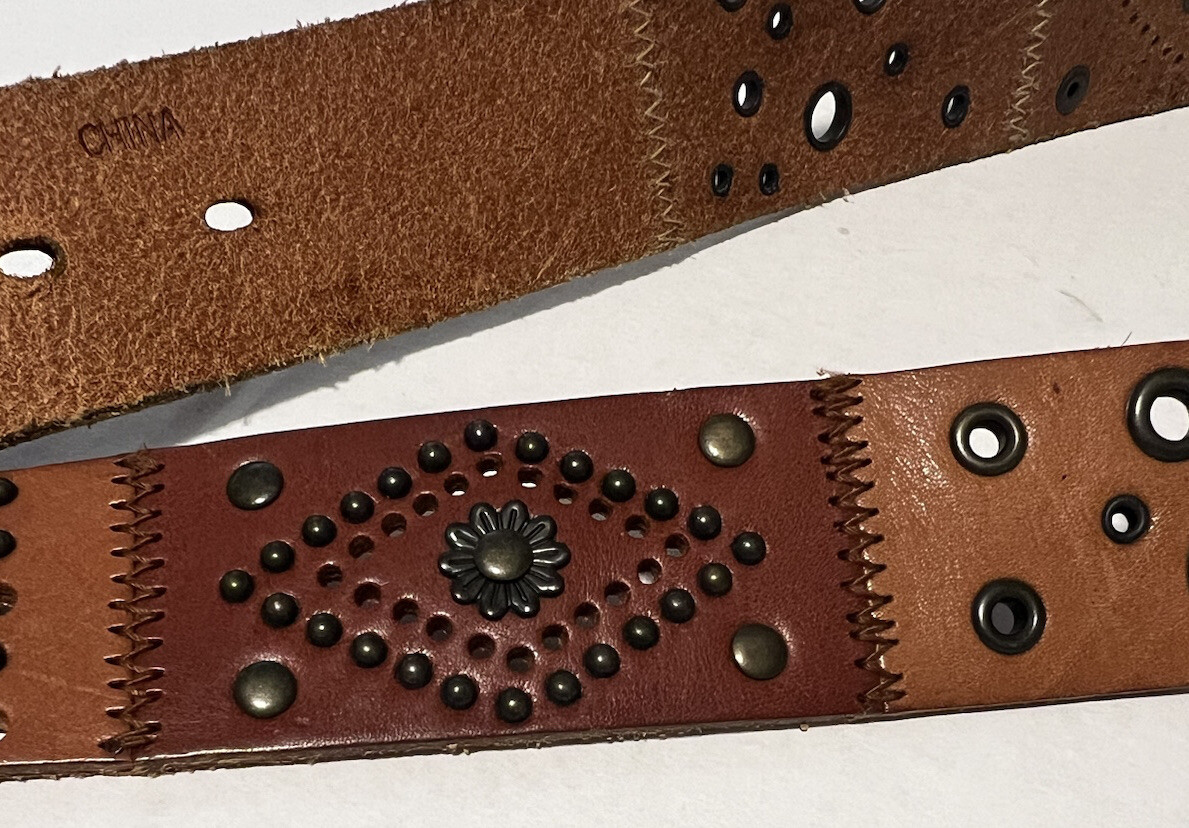 Fossil Studded Leather Patchwork Belt Women’s Siz… - image 10