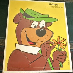 Playskool Yogi Bear Tray Puzzle 14 Pieces Vintage 1980 Cardboard wooden Age 4-7