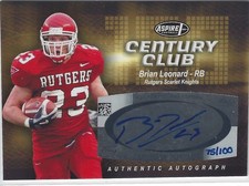 BRIAN LEONARD RUTGERS SCARLET KNIGHTS ASPIRE CENTURY CLUB AUTOGRAPH AUTO CARD