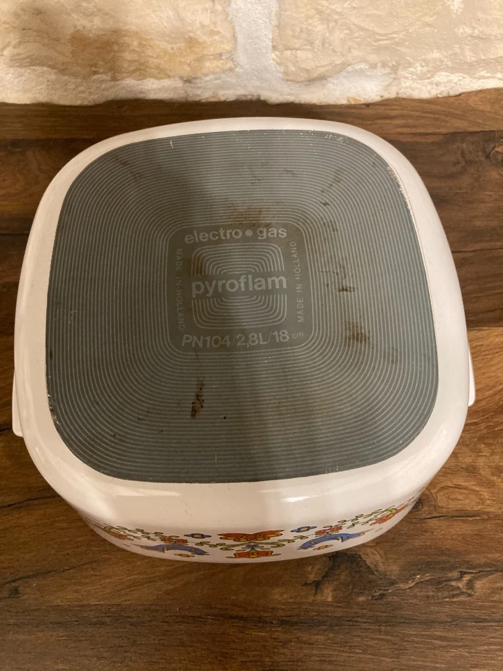 Vintage Pyroflam Kochtopf "Folk Flower Birds" - Made in Holland - 70er Jahre - Bild 4 von 4