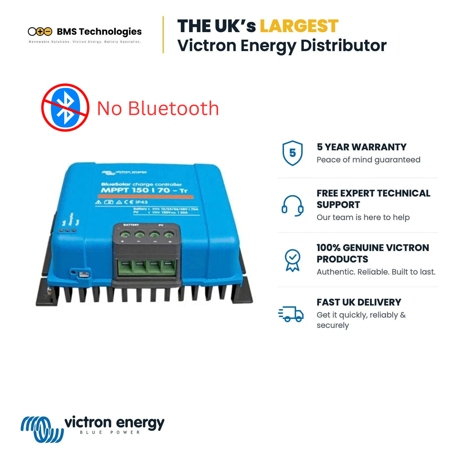 Victron Energy BlueSolar MPPT 150/70-Tr Solar Charge Controller SCC010070200