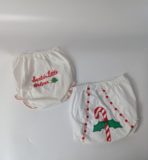 Vtg Christmas Holiday Diaper Covers Santa's Little Helper Candy Cane USA Made